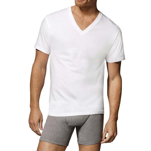 New 3-6 Pack Mens 100% Cotton Crew& V-Neck Tagless T-Shirt Undershirt White S-XL